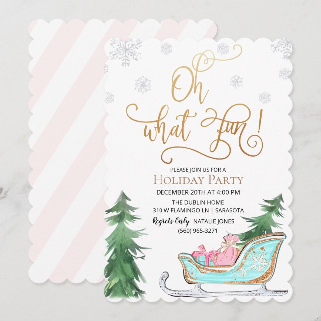 Oh What Fun Winter Holiday Party Invitation (Front/Back)