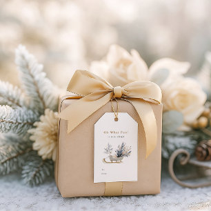 Oh What Fun Winter Sleigh Floral Christmas Gift Tags
