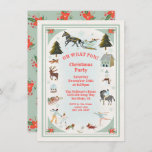 Oh what fun Winter Village scene Christmas Party I Invitation<br><div class="desc">"Oh, what fun" Christmas Party Invitations. Features a winter snow village with ice skating rink, ice skaters, horse pulling a sleigh with snowman, reindeer, snow globe, sled, Poinsettias, christmas trees and forest animals all in a pretty frame. Perfect for any Holiday party, birthday around Christmas or House warming. All wording...</div>