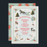 Oh what fun Winter Village scene Christmas Party I Invitation<br><div class="desc">"Oh, what fun" Christmas Party Invitations. Features a winter snow village with ice skating rink, ice skaters, horse pulling a sleigh with snowman, reindeer, snow globe, sled, Poinsettias, christmas trees and forest animals all in a pretty frame. Perfect for any Holiday party, birthday around Christmas or House warming. All wording...</div>
