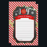 Oh What Joy Christmas Baby Shower Advice & Wishes<br><div class="desc">These advice cards are perfect for anyone having a baby shower this Christmas time. Simply include these advice cards when you send out your matching invitations, your guests can then fill out the sheet with any advice or wishes they have for mum & baby. These sheets will be a lovely...</div>