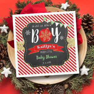 "Oh What Joy, It's A Boy!" Christmas Baby Shower Napkin