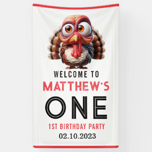 Oh what's fun Caricatures Turkey 1st Birthday Banner