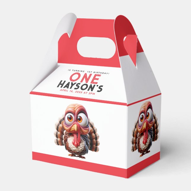 Oh what's fun Caricatures  Turkey 1st Birthday Favour Box (Front Side)
