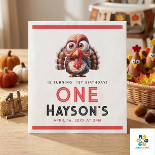Oh what's fun Caricatures  Turkey 1st Birthday Napkin