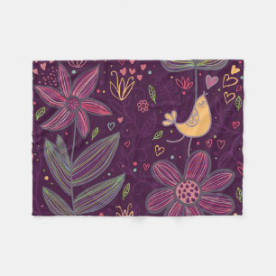 Oh Yellow Birdie Fleece Blanket