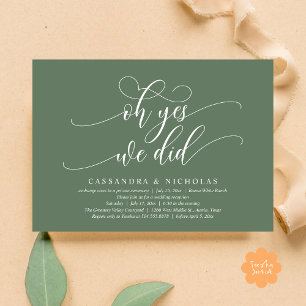 Oh Yes, We Did, Modern Romantic Wedding Reception Invitation