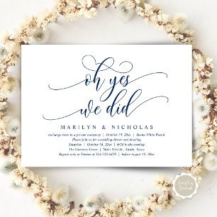 Oh Yes, We Did, Modern Wedding Dinner and Party Invitation