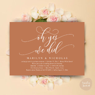 Oh Yes, We Did, Modern Wedding Dinner and Party Invitation