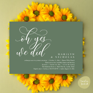 Oh Yes, We Did, Modern Wedding Dinner and Party Invitation