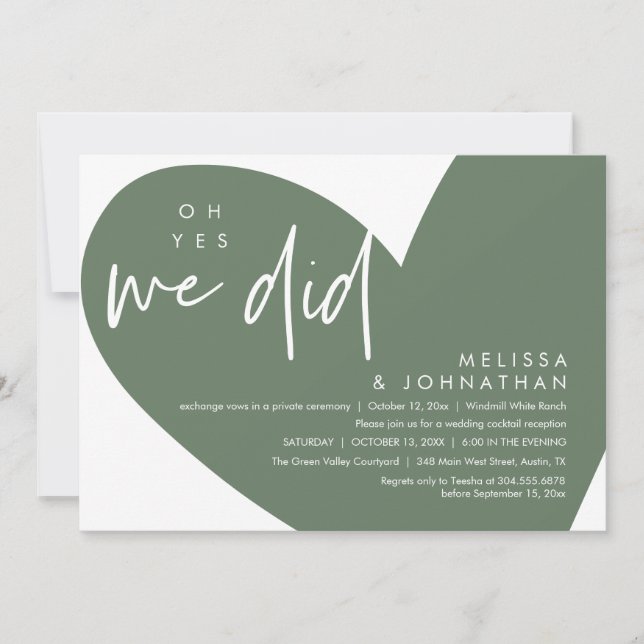 Oh yes we did, Modern Wedding Reception Dinner Invitation (Front)
