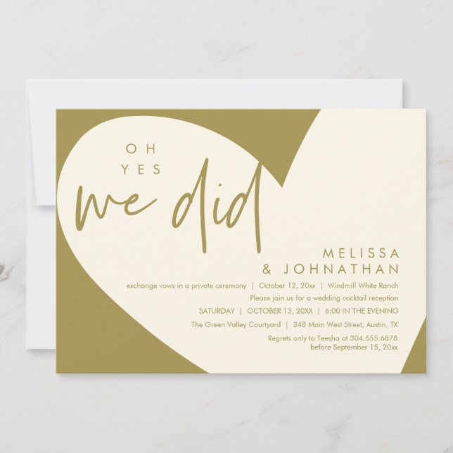 Oh yes we did, Modern Wedding Reception Dinner Invitation (Front)