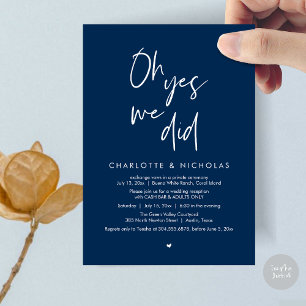 Oh Yes, We Did, Wedding Dinner Party Cash Bar Invitation