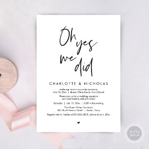 Oh Yes, We Did, Wedding Dinner Party Cash Bar Invitation
