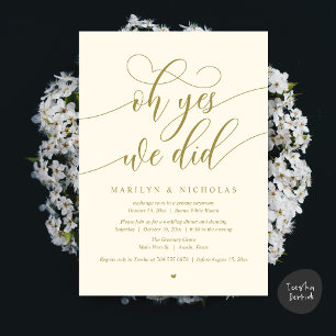Oh Yes, We Did, Wedding Elopement Dinner Party Invitation