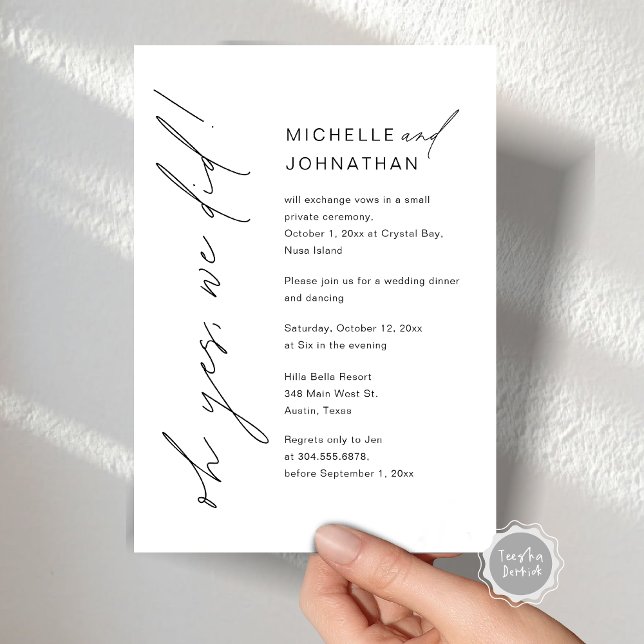 Oh Yes, We Did, Wedding Elopement Dinner Party Invitation (Oh Yes, We Did, Wedding Elopement Dinner Party Celebration Invitation Card, Digital template.)