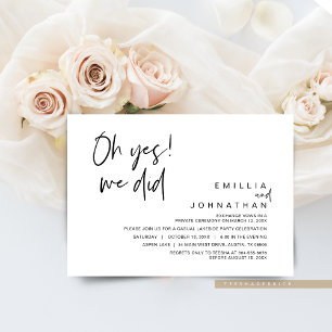 Oh Yes, We Did, Wedding Elopement Invitation