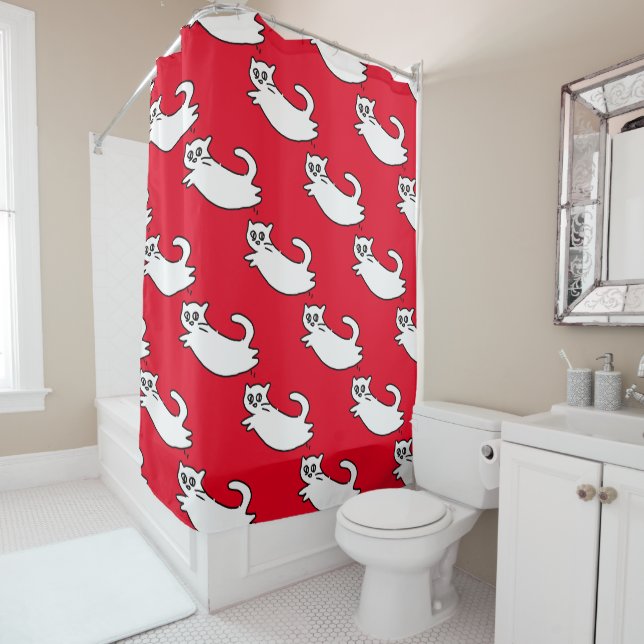Oh, you there!?  Cat Doodles Shower Curtain (In Situ)