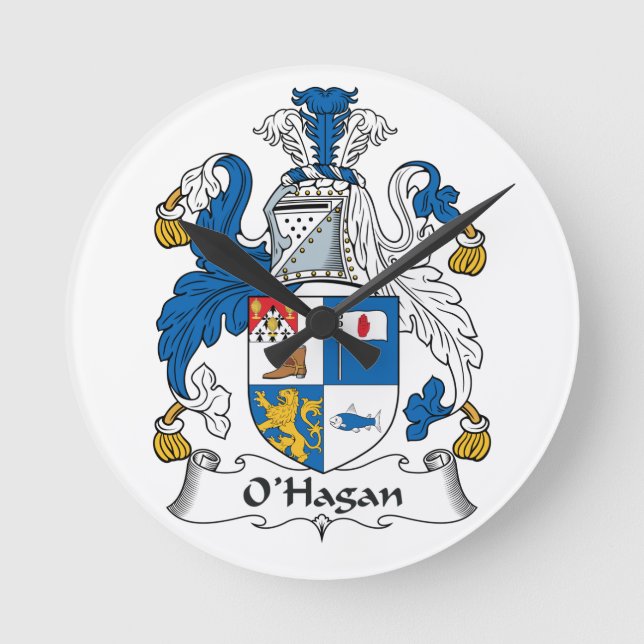 O'Hagan Family Crest Round Clock (Front)