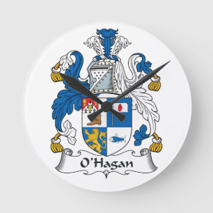 O'Hagan Family Crest Round Clock