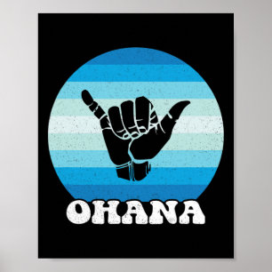 Ohana Hawaii Hi Aloha Hawaiian Island Shaka Retro Poster