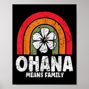 Ohana Means Family Hawaii Summer Palm Trees Beach Poster