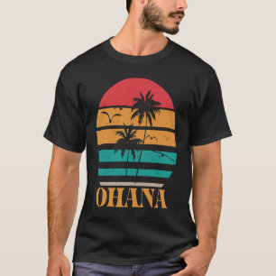 Ohana Retro 1970s Style Tropical Sunset Graphic T-Shirt