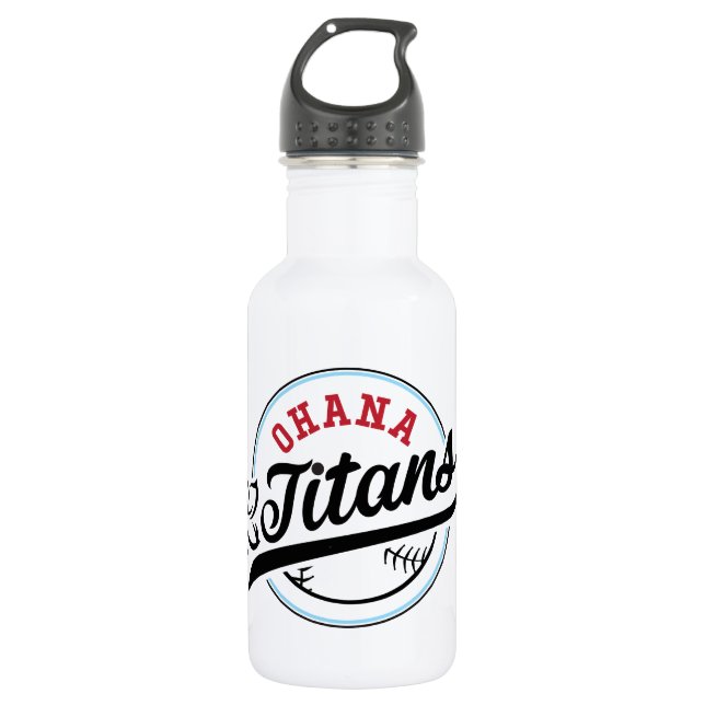 Ohana Titans Custom Water Bottle (18 oz), White (Front)
