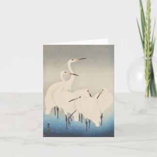 Ohara Kosen Five White Egrets - Blank Card