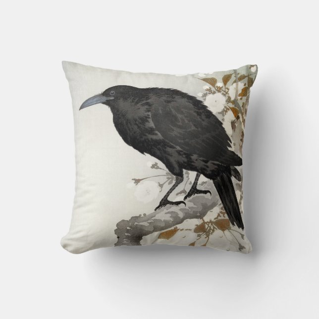 Ohara Koson A Crow and the Full Moon Cushion (Front)