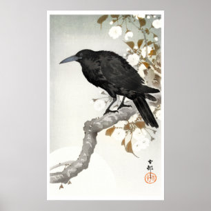 Ohara Koson A Crow and the Full Moon Poster