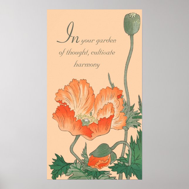 Ohara Koson Beautiful Japanese poppy CC0811 Quote Poster (Front)