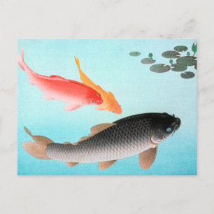 Ohara Koson Common and Golden Carp Poster Postcard