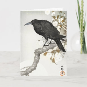 Ohara Koson Crow Raven,Japanese Bird Silhouet Art Card