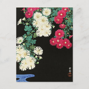 Ohara Koson's famous painting, Chrysanthemums Postcard