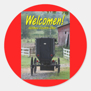 OHCA101.Amish Buggie - Holmes Co OH. Classic Round Sticker