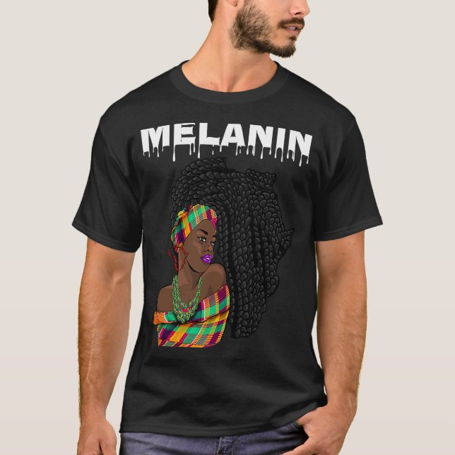Oheneba Drippin Melanin Black Queen Pride Africa T-Shirt (Front)