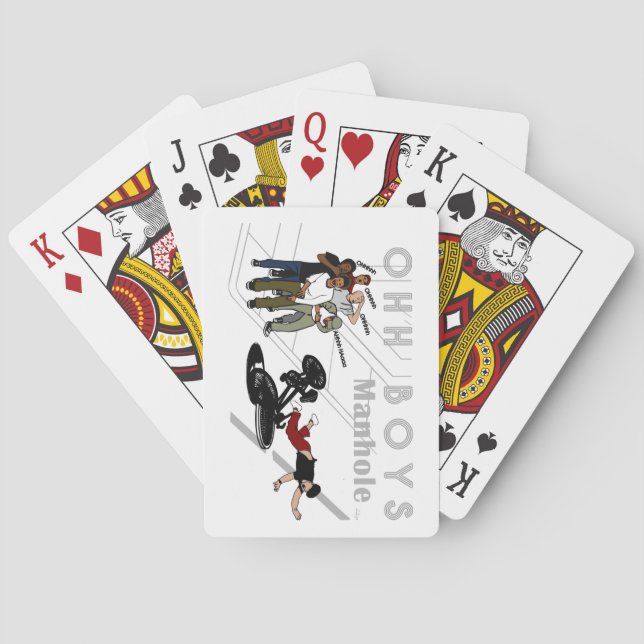 OHH BOYS - Man on Bike Hits a Manhole Case-Mate iP Playing Cards (Back)