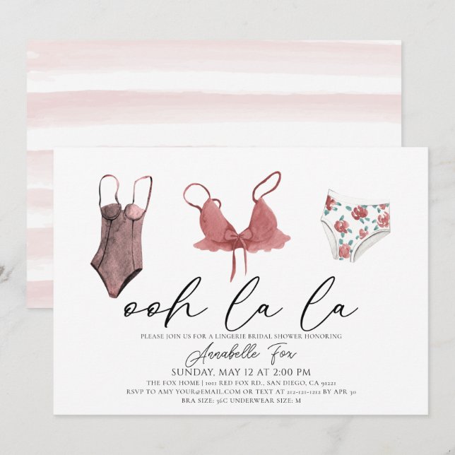 Ohh La La Lingerie Bridal Shower Invitation (Front/Back)