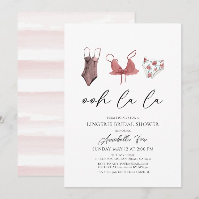 Ohh La La Lingerie Bridal Shower Invitation (Front/Back)