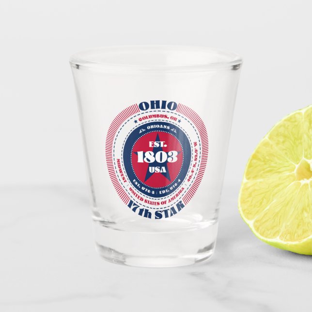 Ohio 17th Star Patriotic Shot glass (Front)