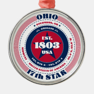 Ohio 17th State Christmas Ornament