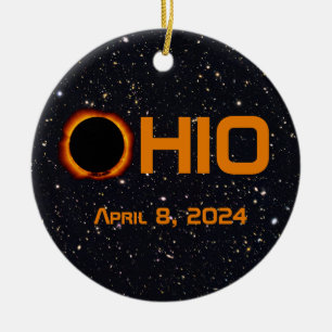 Ohio 2024 Total Solar Eclipse  Ceramic Tree Decoration