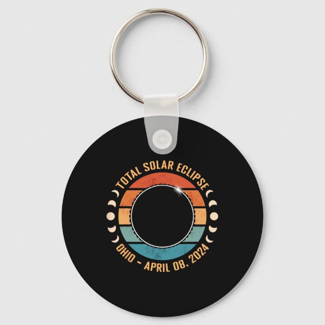 Ohio 2024 Total Solar Eclipse Totality Path Men Wo Key Ring (Front)