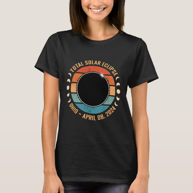 Ohio 2024 Total Solar Eclipse Totality Path Men Wo T-Shirt (Front)