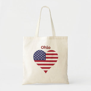 Ohio American Flag Heart Tote Bag