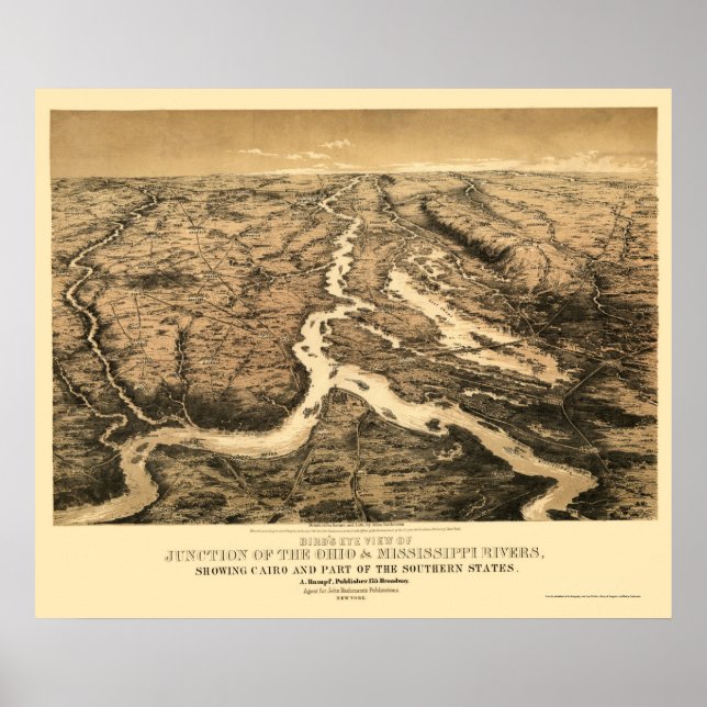Ohio and Mississippi River Map 1861 Poster (Front)