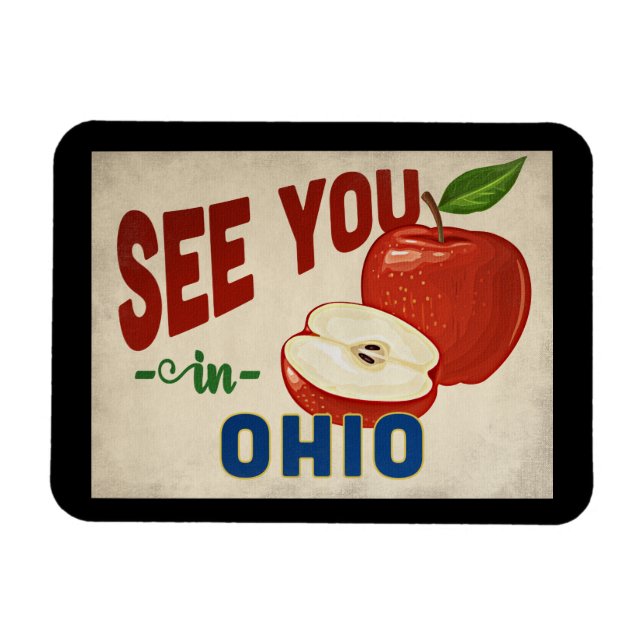 Ohio Apple - Vintage Travel Magnet (Horizontal)