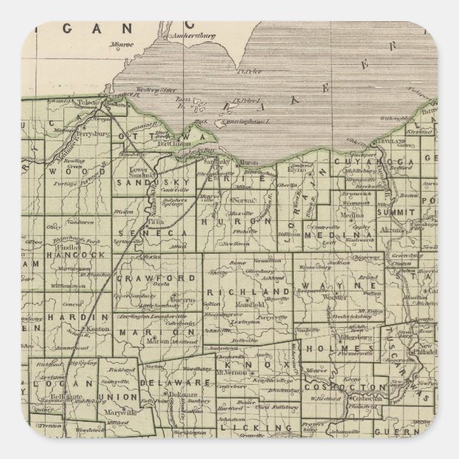 Ohio Atlas Map Square Sticker (Front)