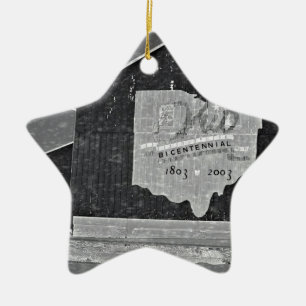 Ohio Barn In Winter Ceramic Tree Decoration